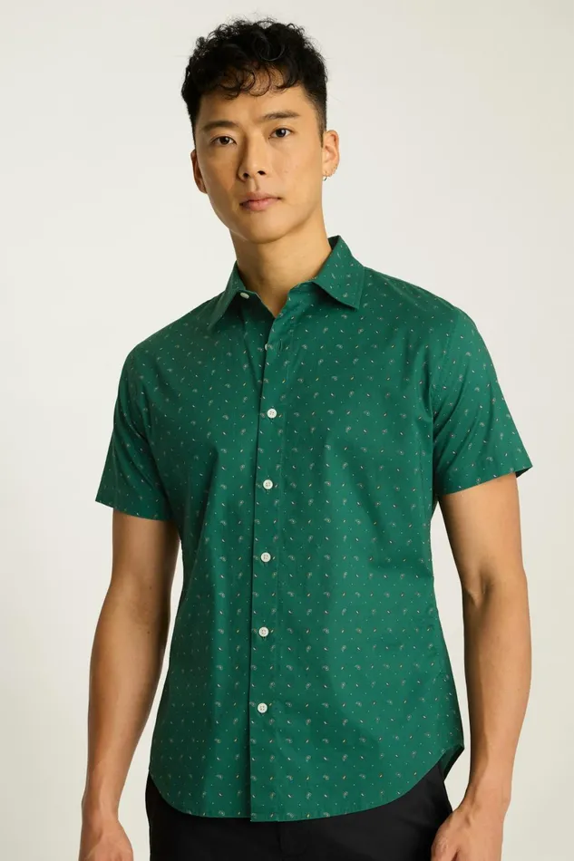 Men Riviera Short Sleeve Shirt Jade Paisley Floral Bonobos Casual Shirts