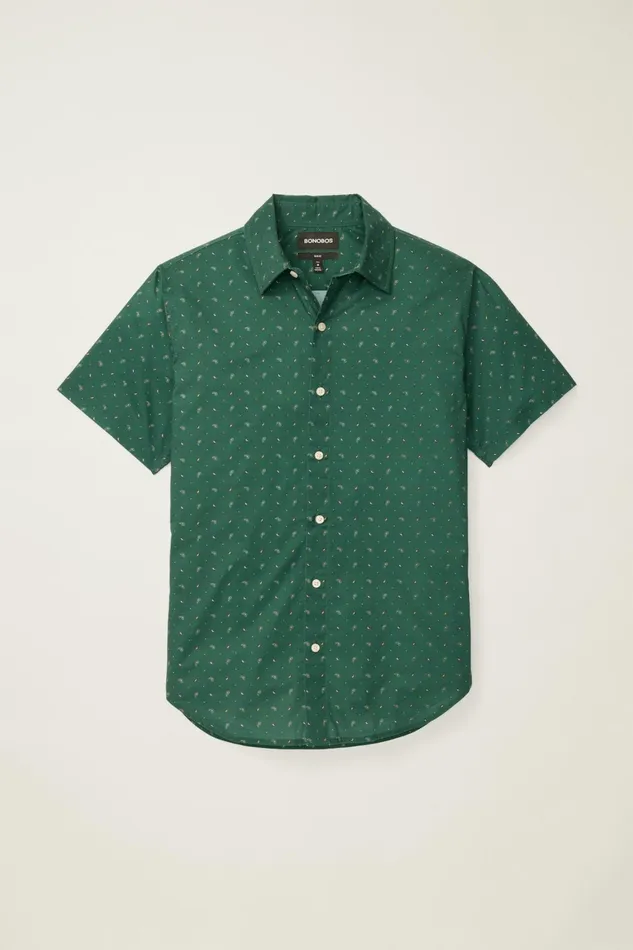 Men Riviera Short Sleeve Shirt Jade Paisley Floral Bonobos Casual Shirts