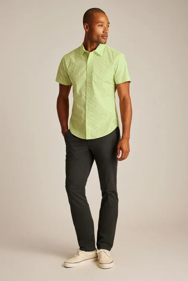 Men Riviera Short Sleeve Shirt Lime Micro Floral Bonobos Casual Shirts