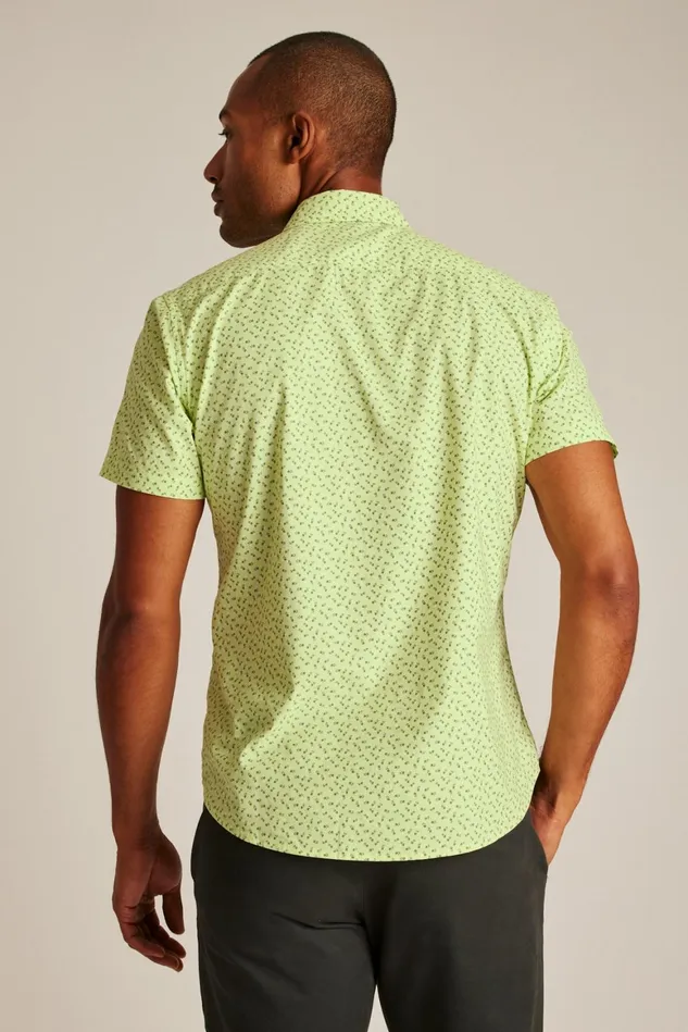 Men Riviera Short Sleeve Shirt Lime Micro Floral Bonobos Casual Shirts