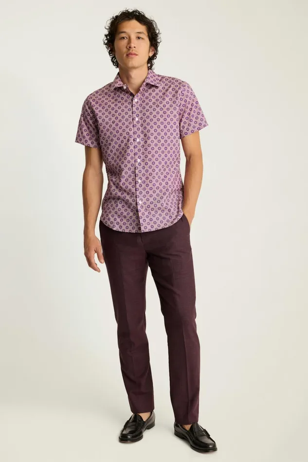 Men Riviera Short Sleeve Shirt Navy Pink Tile Geo Bonobos Casual Shirts