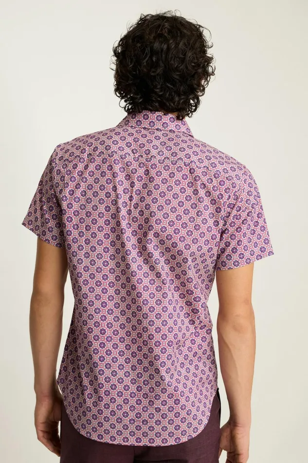 Men Riviera Short Sleeve Shirt Navy Pink Tile Geo Bonobos Casual Shirts