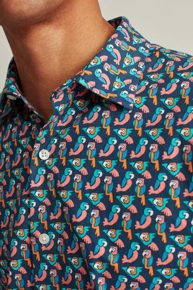 Men Riviera Short Sleeve Shirt Parrot Geo Bonobos Casual Shirts