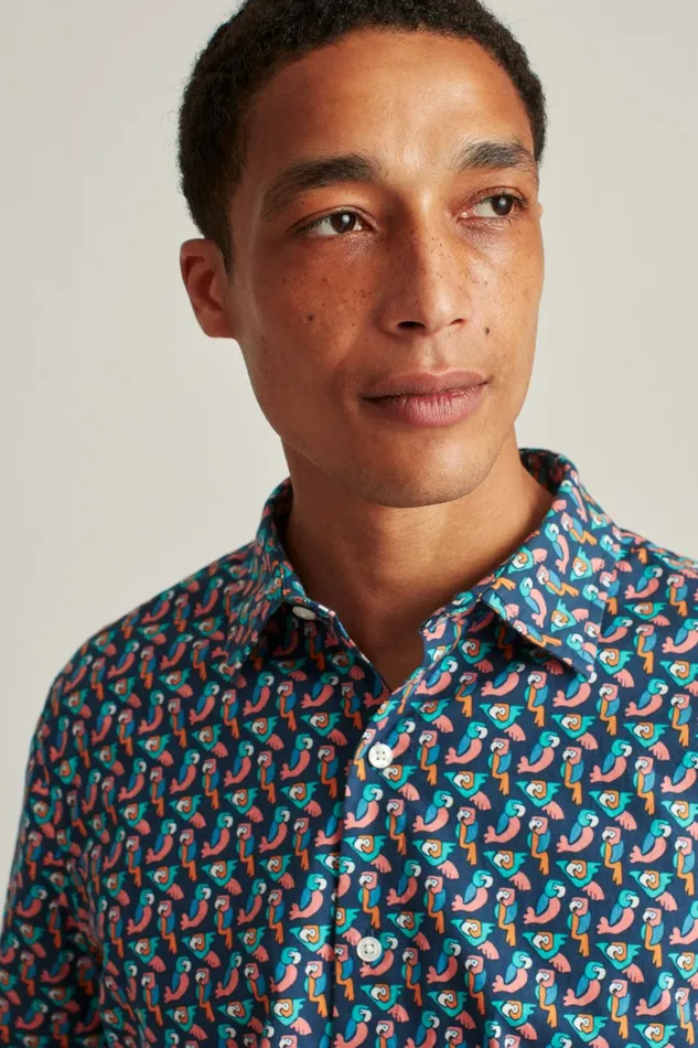 Men Riviera Short Sleeve Shirt Parrot Geo Bonobos Casual Shirts
