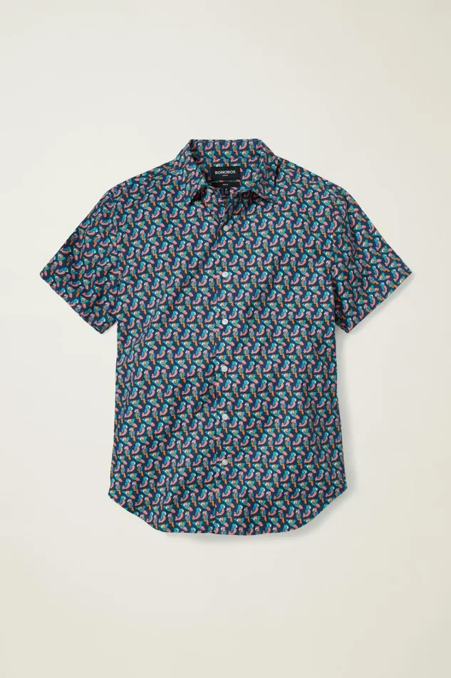 Men Riviera Short Sleeve Shirt Parrot Geo Bonobos Casual Shirts