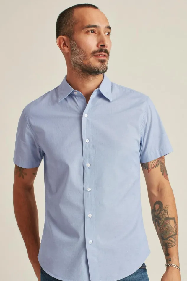 Men Riviera Short Sleeve Shirt River Blue End On End Bonobos Casual Shirts