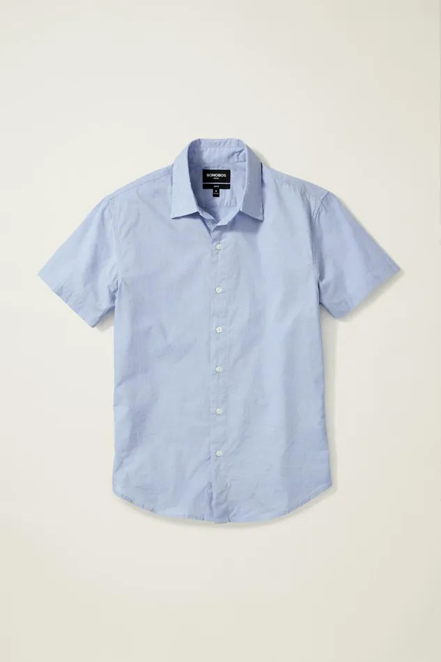 Men Riviera Short Sleeve Shirt River Blue End On End Bonobos Casual Shirts