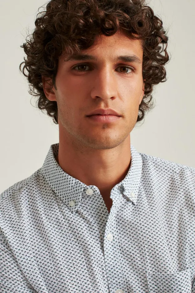 Men Riviera Short Sleeve Shirt White Seersucker Duane Flower Bonobos Casual Shirts