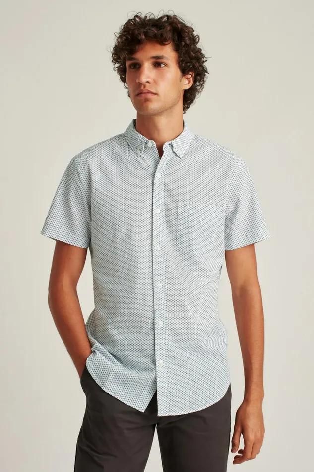 Men Riviera Short Sleeve Shirt White Seersucker Duane Flower Bonobos Casual Shirts