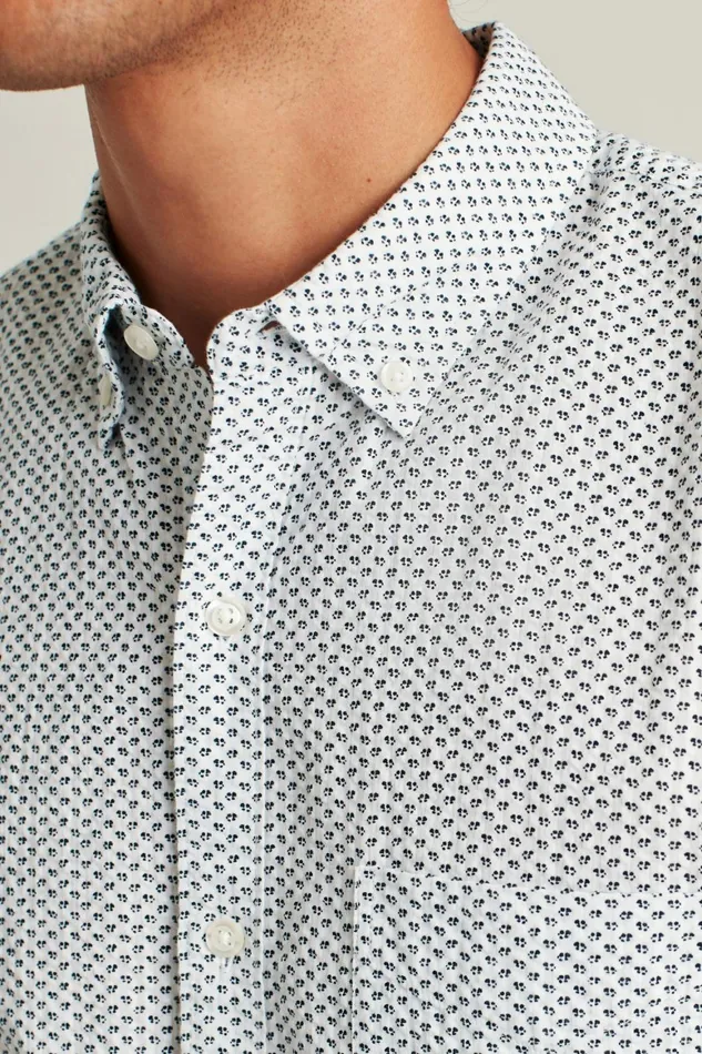 Men Riviera Short Sleeve Shirt White Seersucker Duane Flower Bonobos Casual Shirts
