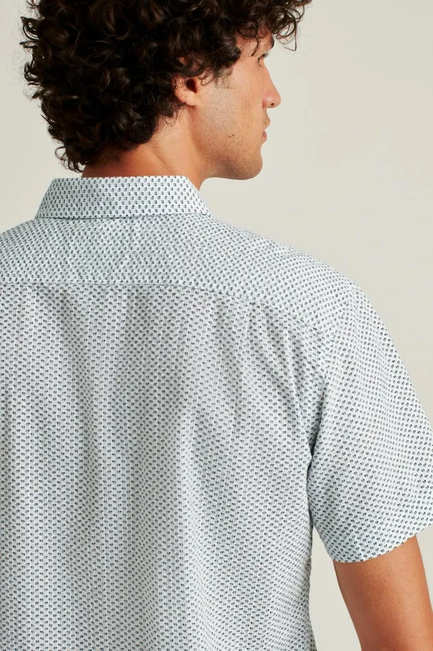 Men Riviera Short Sleeve Shirt White Seersucker Duane Flower Bonobos Casual Shirts