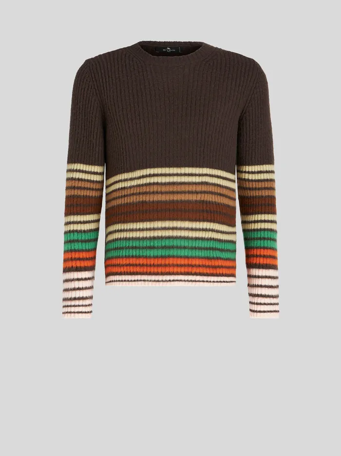 Men Round Neck Jumper With Stripes Etro Knitwear