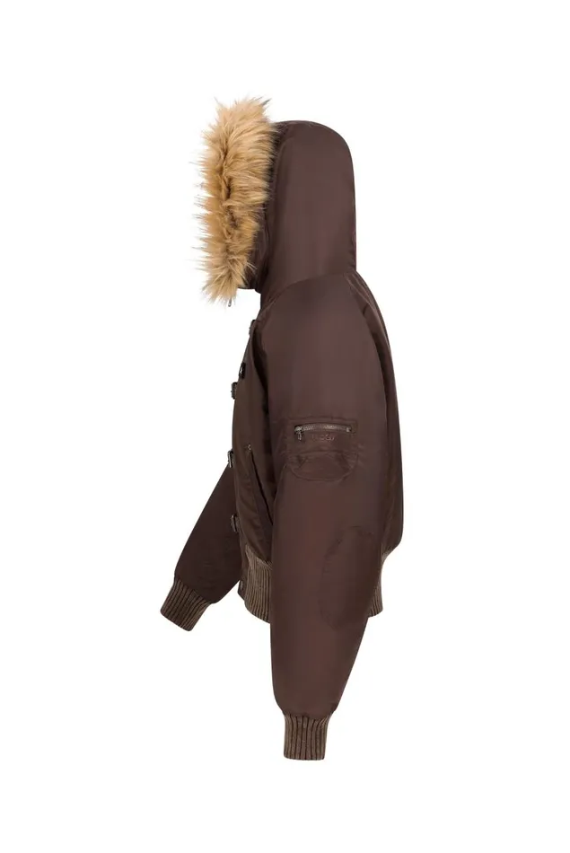Men Schott Brown MA1 Hooded Bomber Jacket Jaded London Outerwear