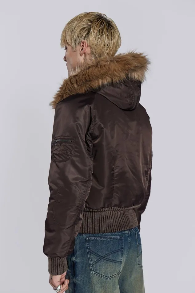 Men Schott Brown MA1 Hooded Bomber Jacket Jaded London Outerwear