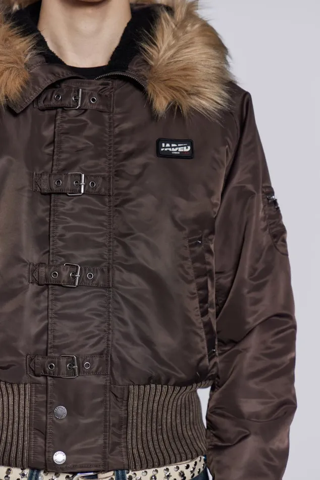 Men Schott Brown MA1 Hooded Bomber Jacket Jaded London Outerwear