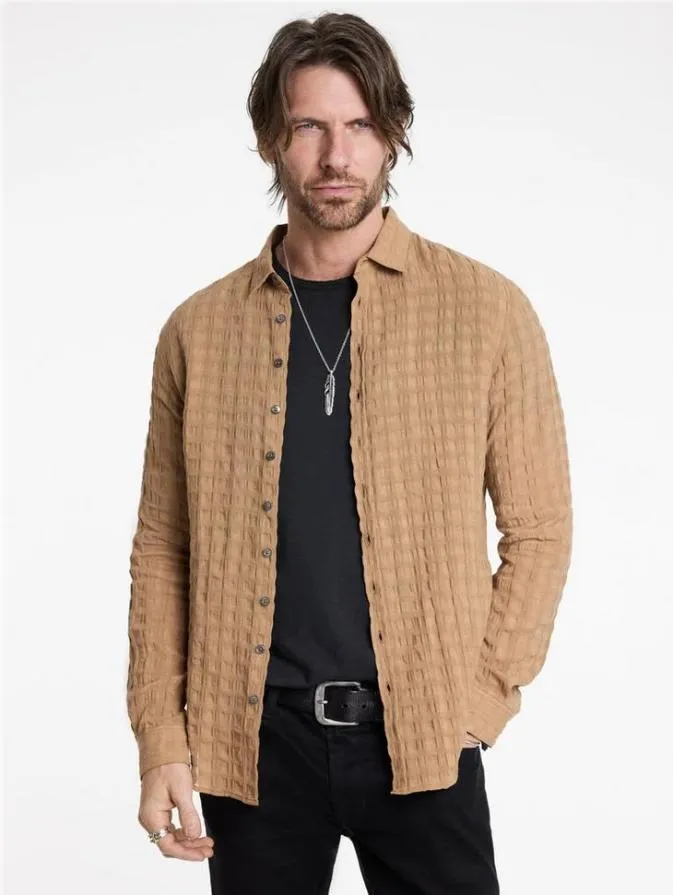 Men Shirts John Varvatos BUCKS SHIRT Lt Caramel