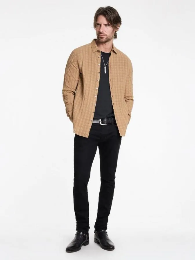 Men Shirts John Varvatos BUCKS SHIRT Lt Caramel