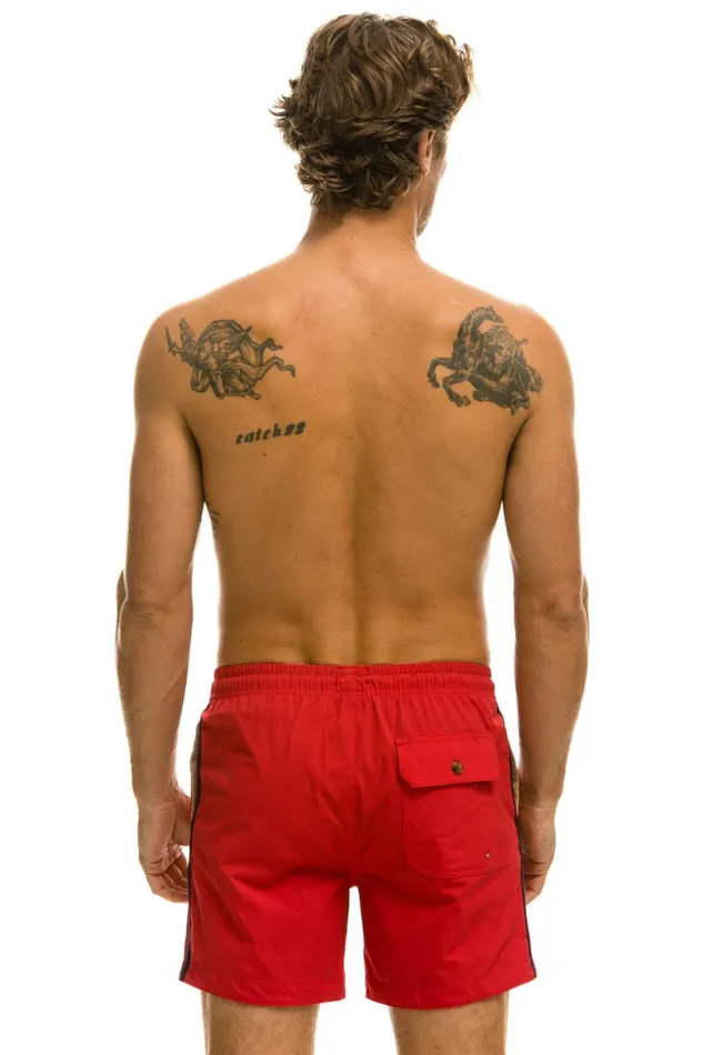 Men Shorts Aviator Nation 5 Stripe Flex Shorts 8211 Red