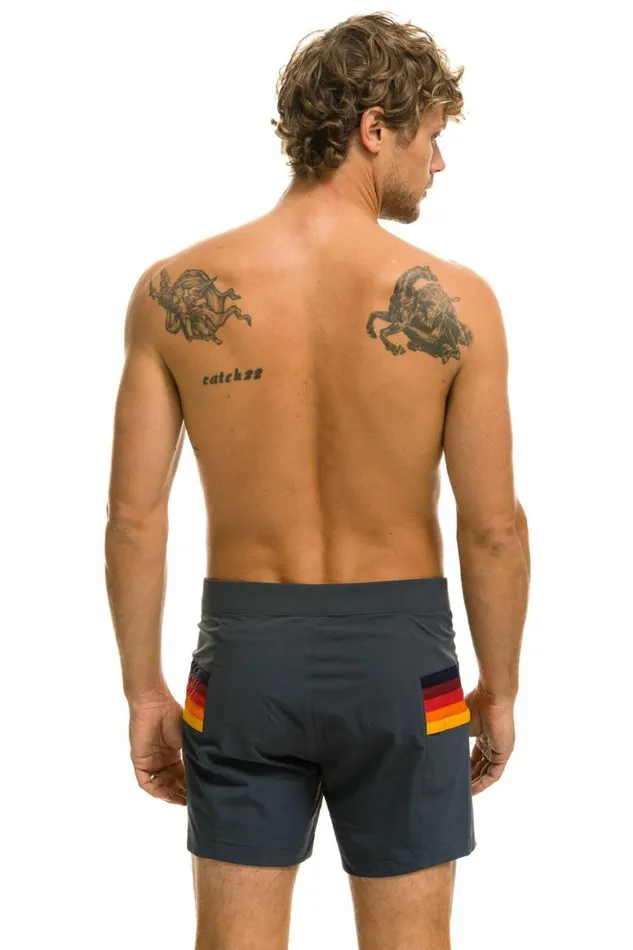 Men Shorts Aviator Nation Horizontal 5 Stripe Flex Shorts 8211 Titanium