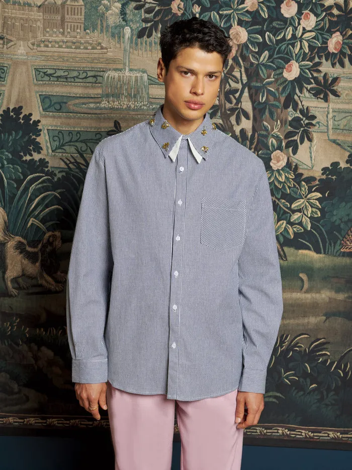 Men Sister Jane Shirts Penny Embellished Shirt Stone Blue