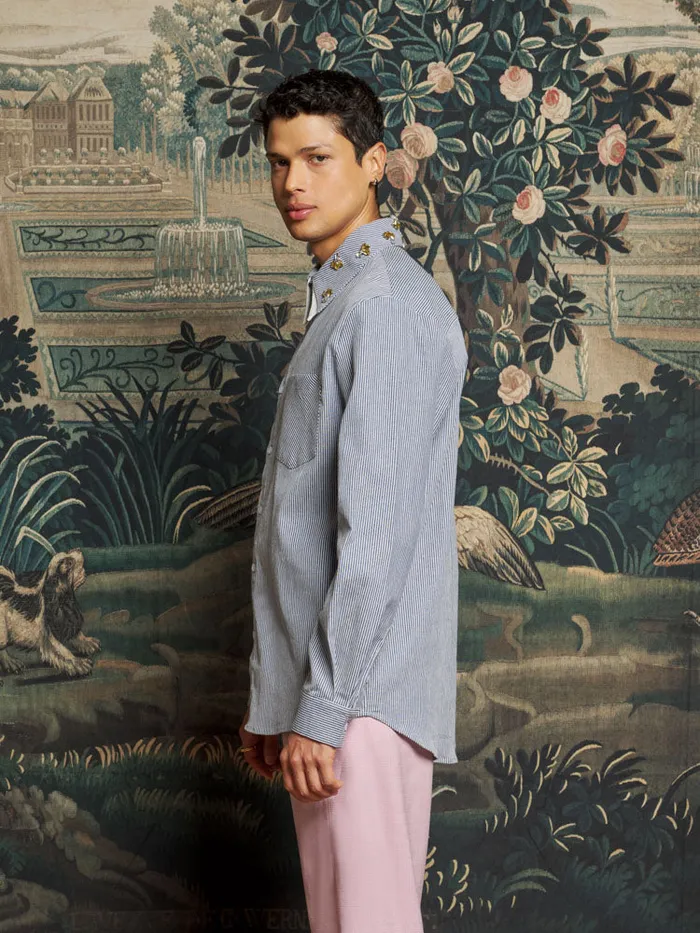 Men Sister Jane Shirts Penny Embellished Shirt Stone Blue