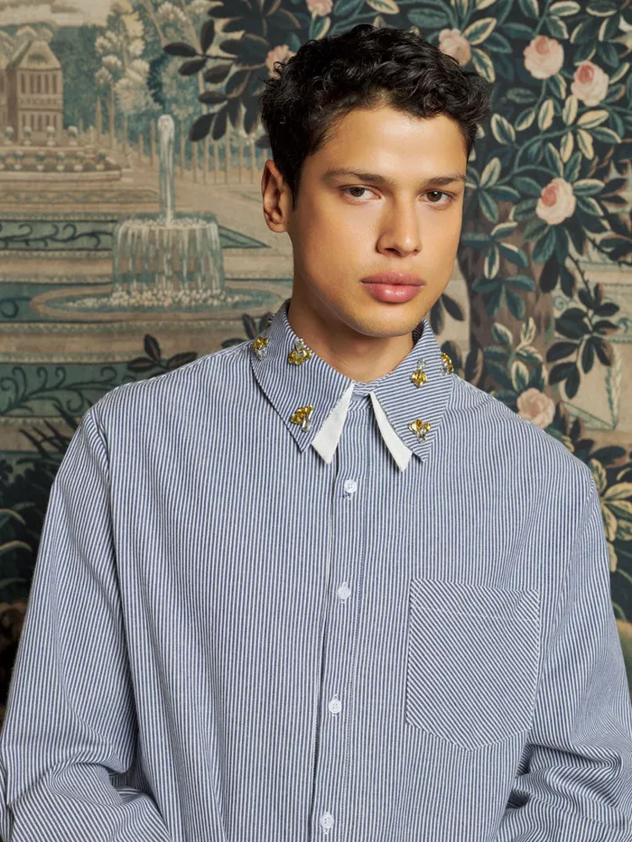 Men Sister Jane Shirts Penny Embellished Shirt Stone Blue