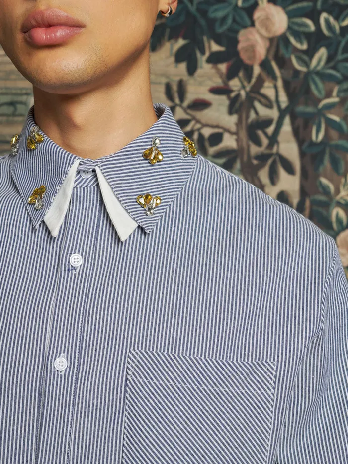 Men Sister Jane Shirts Penny Embellished Shirt Stone Blue