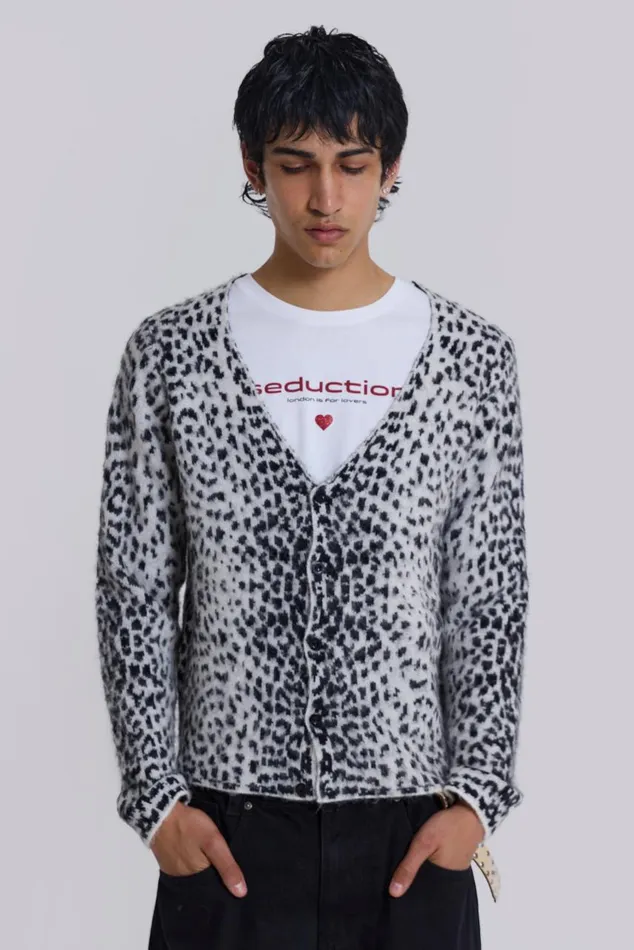 Men Snow Leopard Chuck Cardigan Jaded London Knitwear