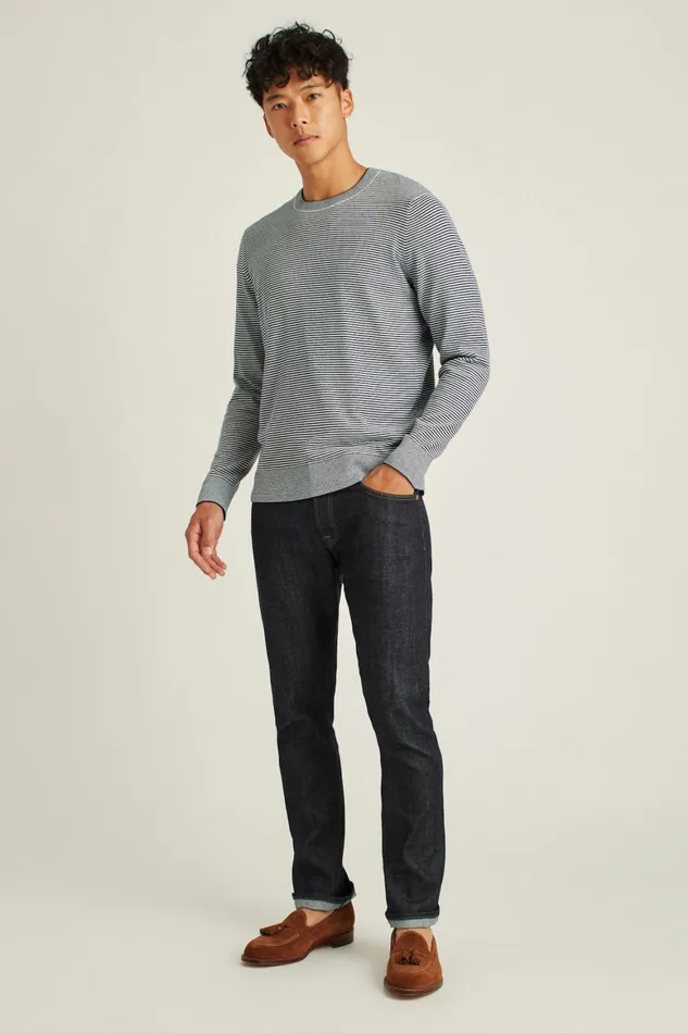 Men Soft Air Novelty Crew Navy Stripe Bonobos Crew and VNeck Sweaters