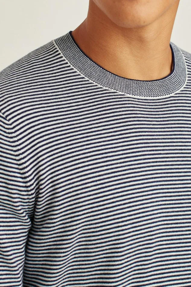 Men Soft Air Novelty Crew Navy Stripe Bonobos Crew and VNeck Sweaters