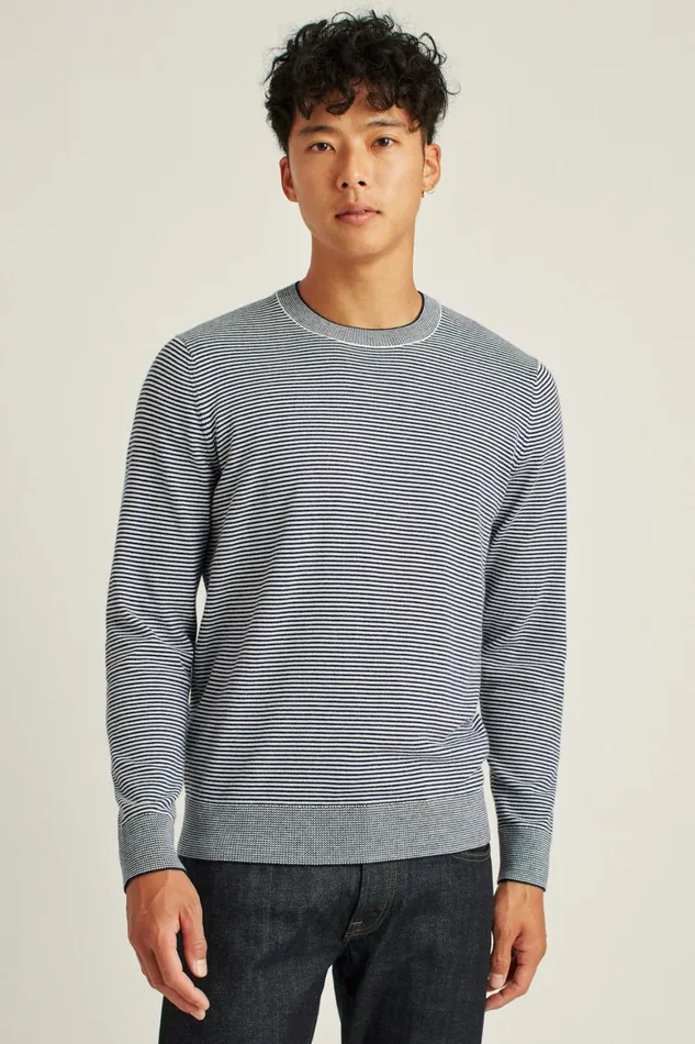 Men Soft Air Novelty Crew Navy Stripe Bonobos Crew and VNeck Sweaters