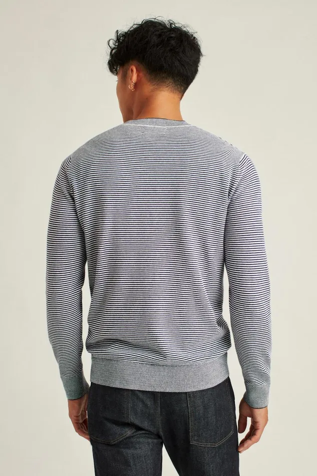 Men Soft Air Novelty Crew Navy Stripe Bonobos Crew and VNeck Sweaters