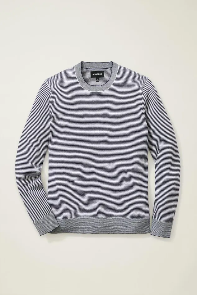 Men Soft Air Novelty Crew Navy Stripe Bonobos Crew and VNeck Sweaters