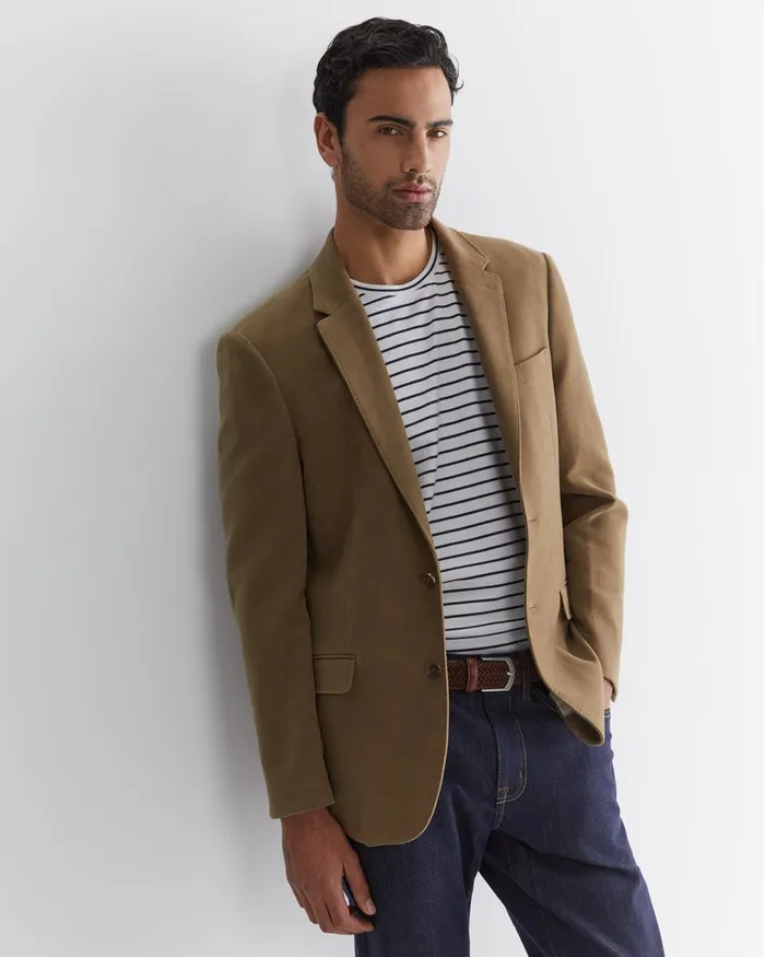 Men Sportscraft Jackets and Blazers Italian Moleskin Blazer Musk