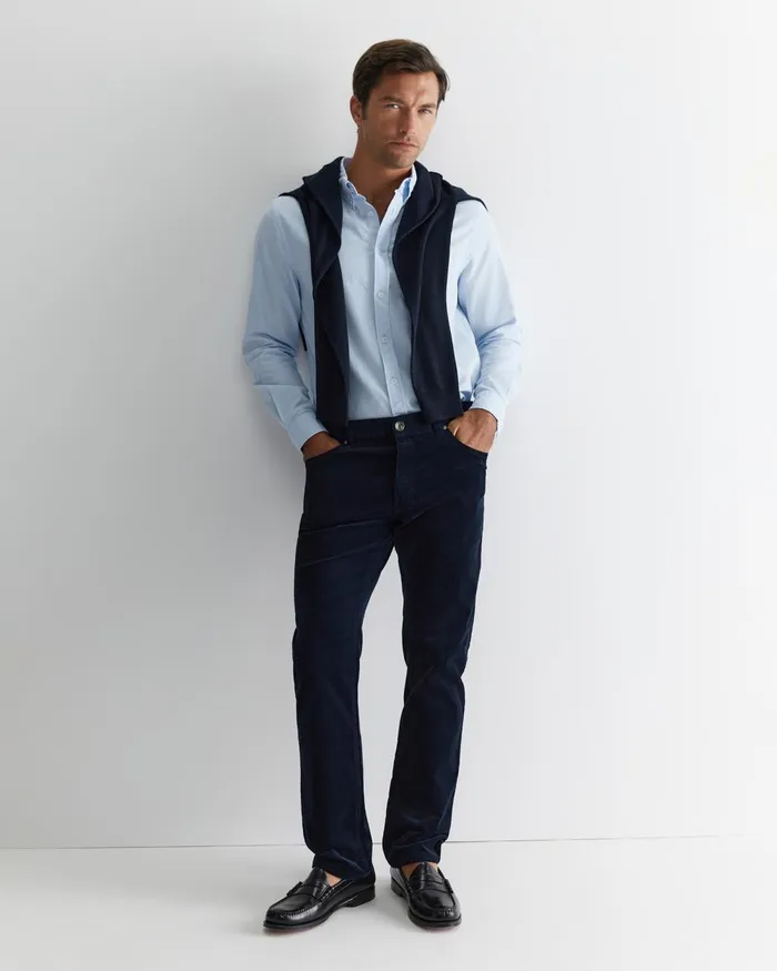 Men Sportscraft Pants Cooper Cord Navy