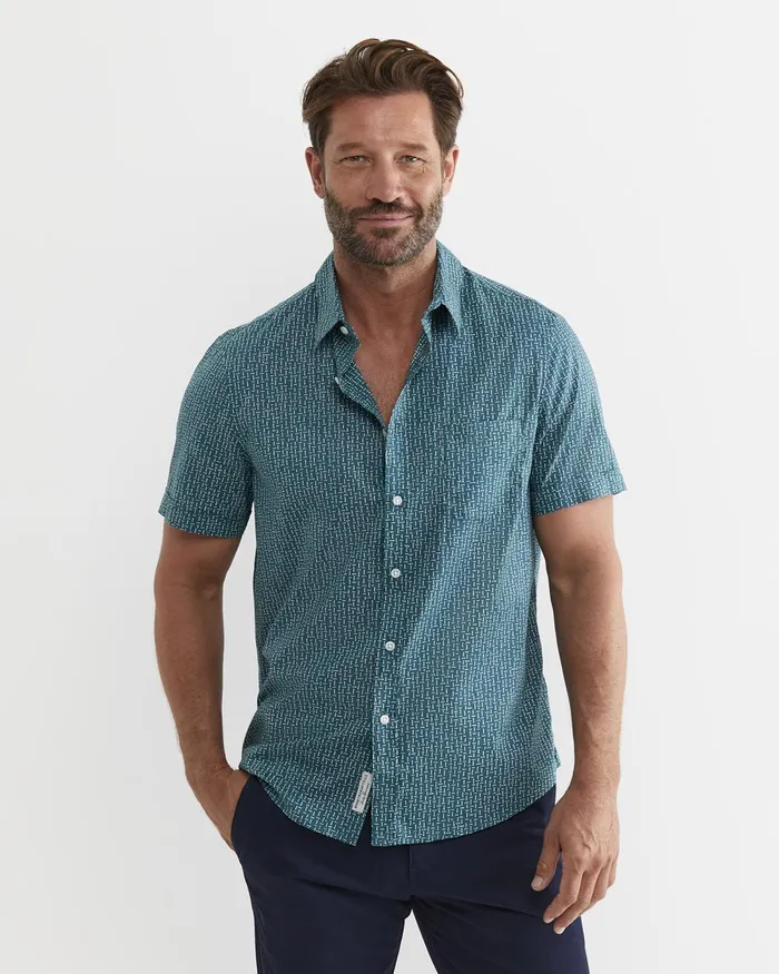 Men Sportscraft Shirts Marlin Short Sleeve Shirt Teal
