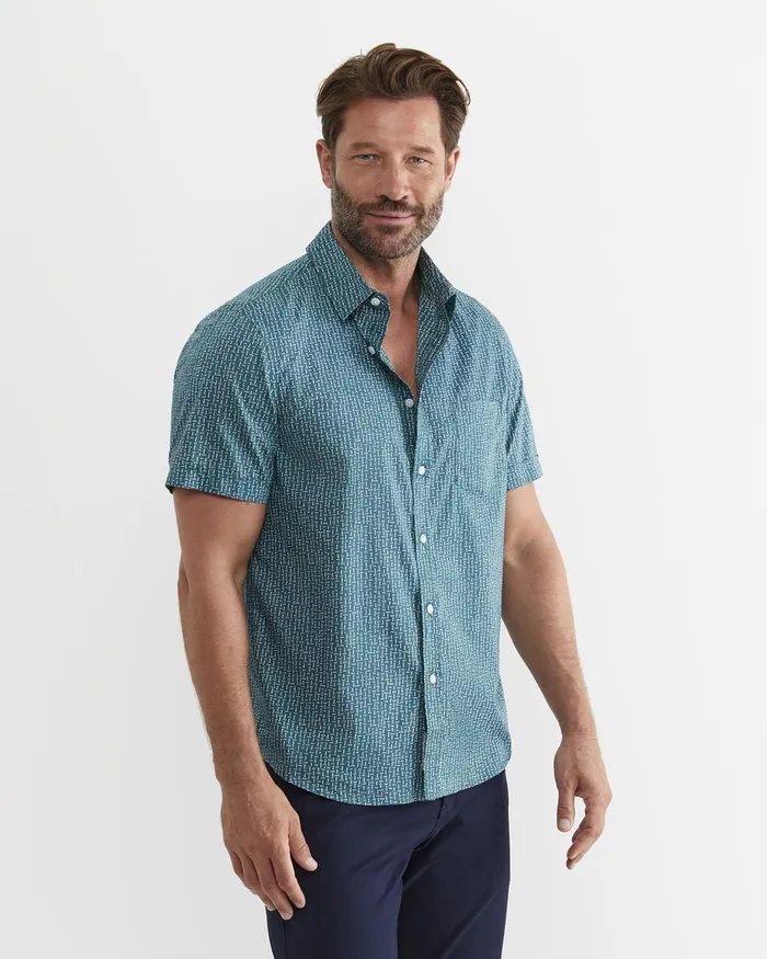 Men Sportscraft Shirts Marlin Short Sleeve Shirt Teal