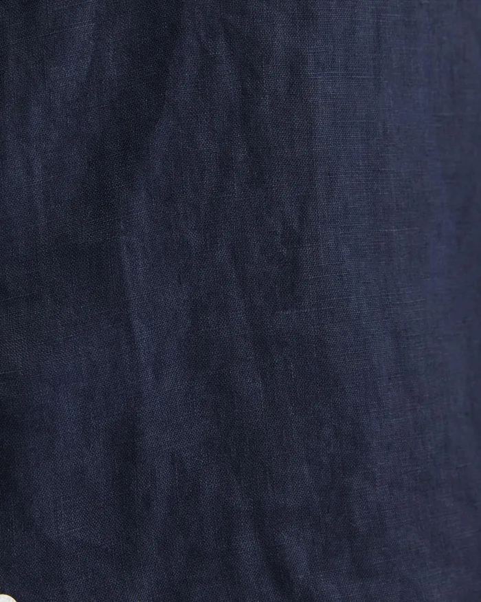 Men Sportscraft Shirts Short Sleeve Stanton Linen Shirt Navy
