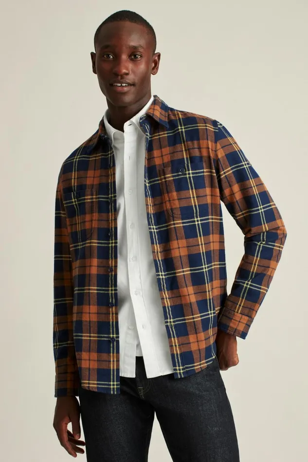 Men Stretch Flannel Shirt Billings Plaid Bonobos Casual Shirts