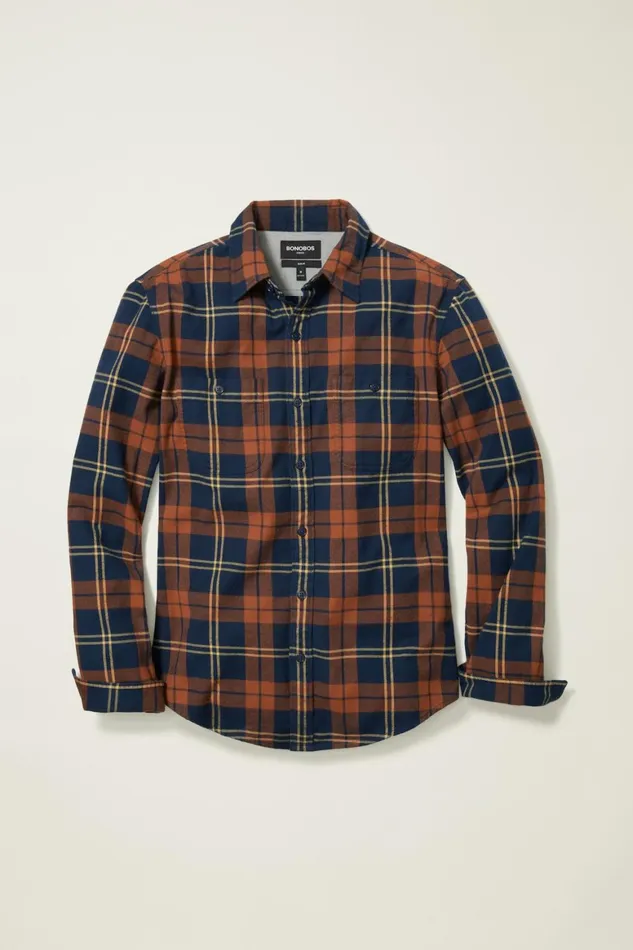 Men Stretch Flannel Shirt Billings Plaid Bonobos Casual Shirts