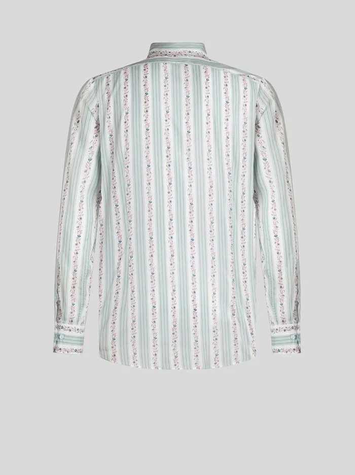 Men Striped Shirt With Flowers Etro Shirts