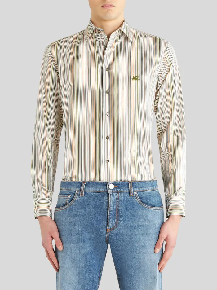 Men Striped Shirt With Logo Etro Shirts