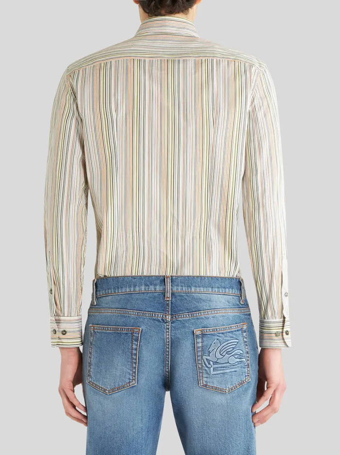 Men Striped Shirt With Logo Etro Shirts