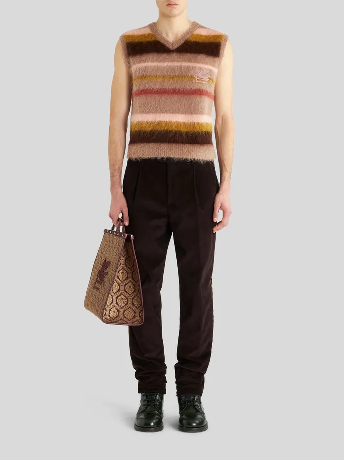 Men Striped Waistcoat With Logo Etro Knitwear