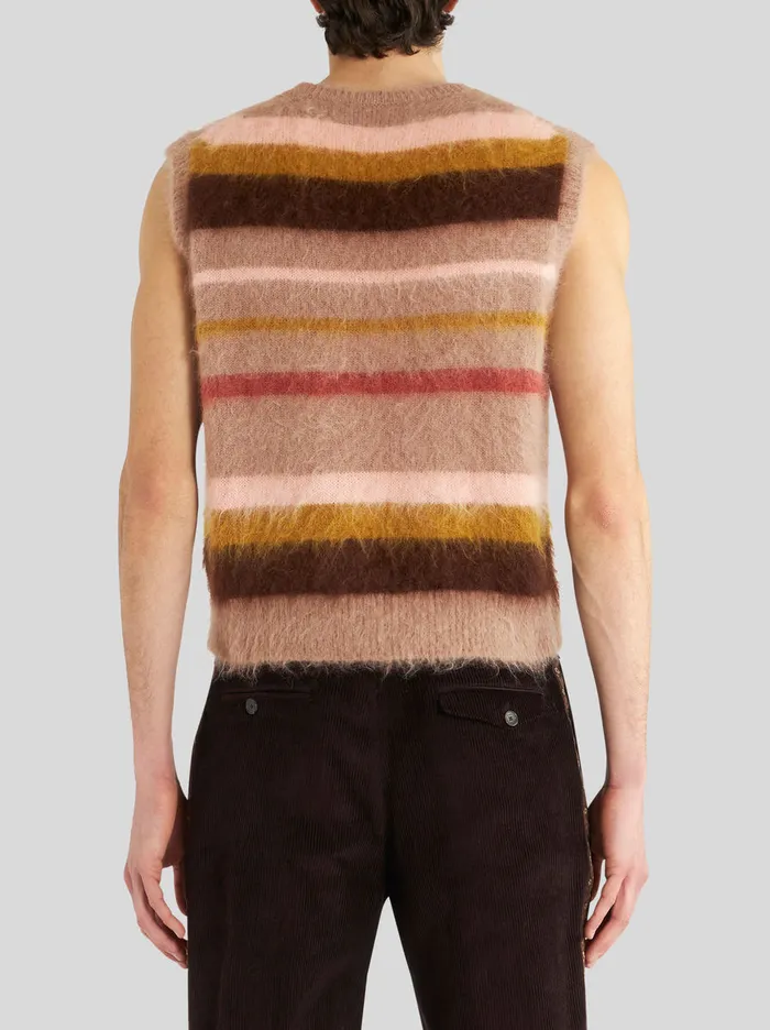 Men Striped Waistcoat With Logo Etro Knitwear