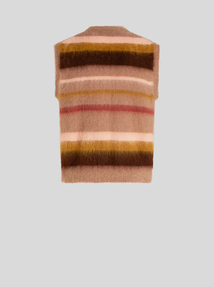 Men Striped Waistcoat With Logo Etro Knitwear