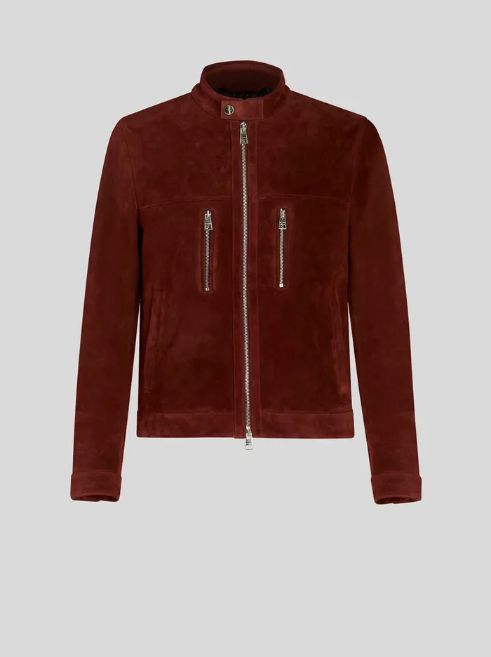 Men Suede Leather Biker Jacket Etro Coats And Outerwear