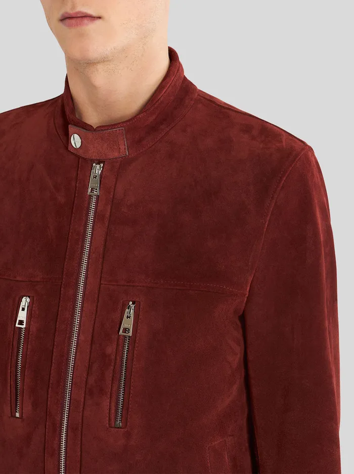 Men Suede Leather Biker Jacket Etro Coats And Outerwear