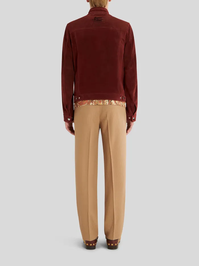 Men Suede Leather Biker Jacket Etro Coats And Outerwear
