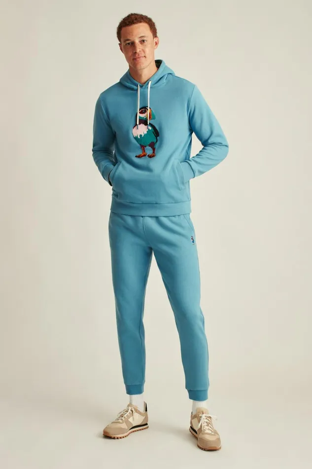 Men Supersoft Fleece Hoodie Blue Puffin Bonobos Sweatshirts and Hoodies